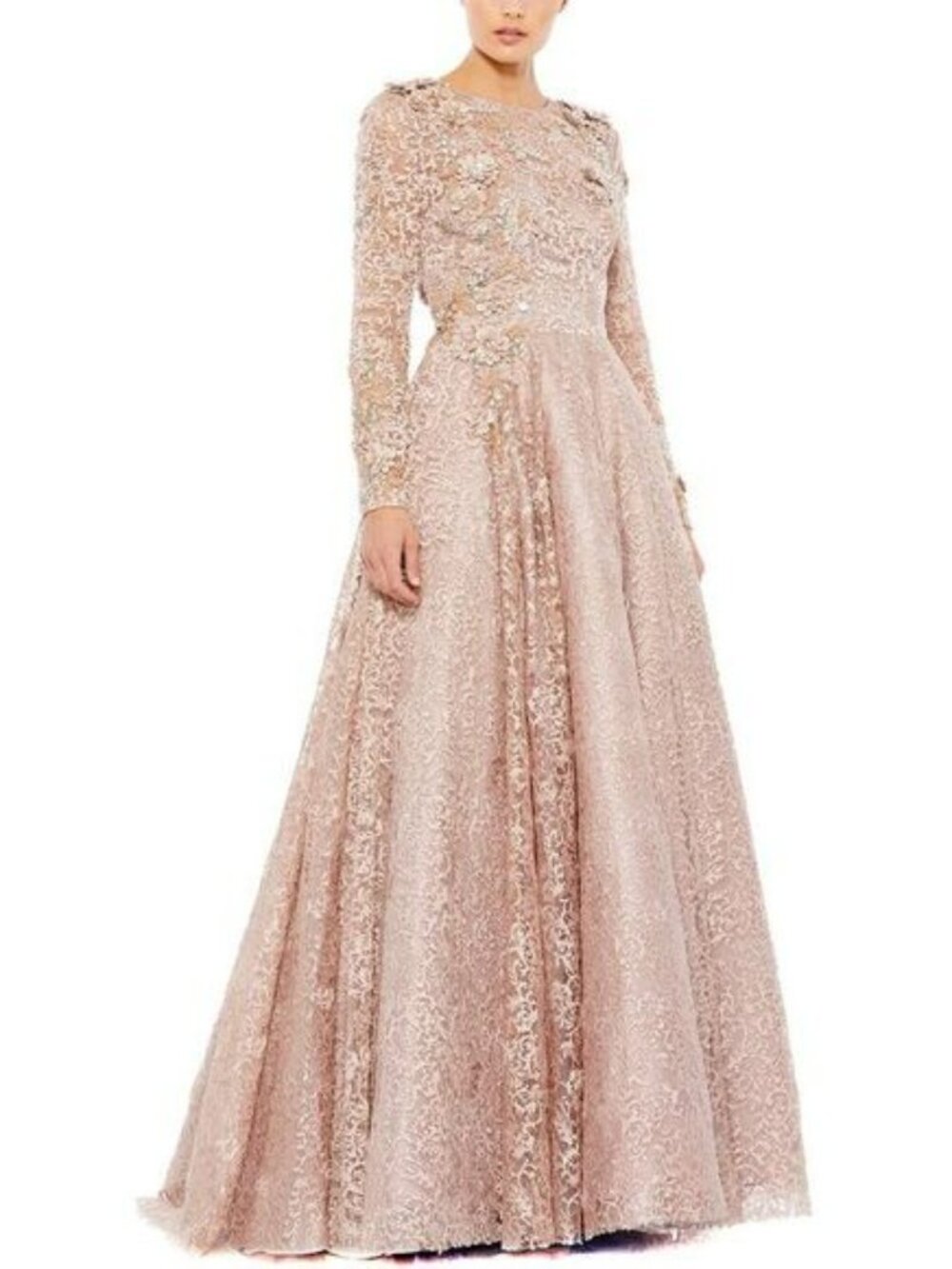 Mac Duggal Womens  Embellished Illusion A Line Gown